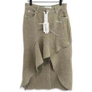 Off-White Virgil Abloh Asymmetrical Skirt Women 42 Linen OWYF001 Italy NWT